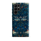 Birds William Morris Arts and Crafts Samsung Case, Galaxy S22 Ultra / Matte, Dark Blue Phone Case Floral Bird Pattern