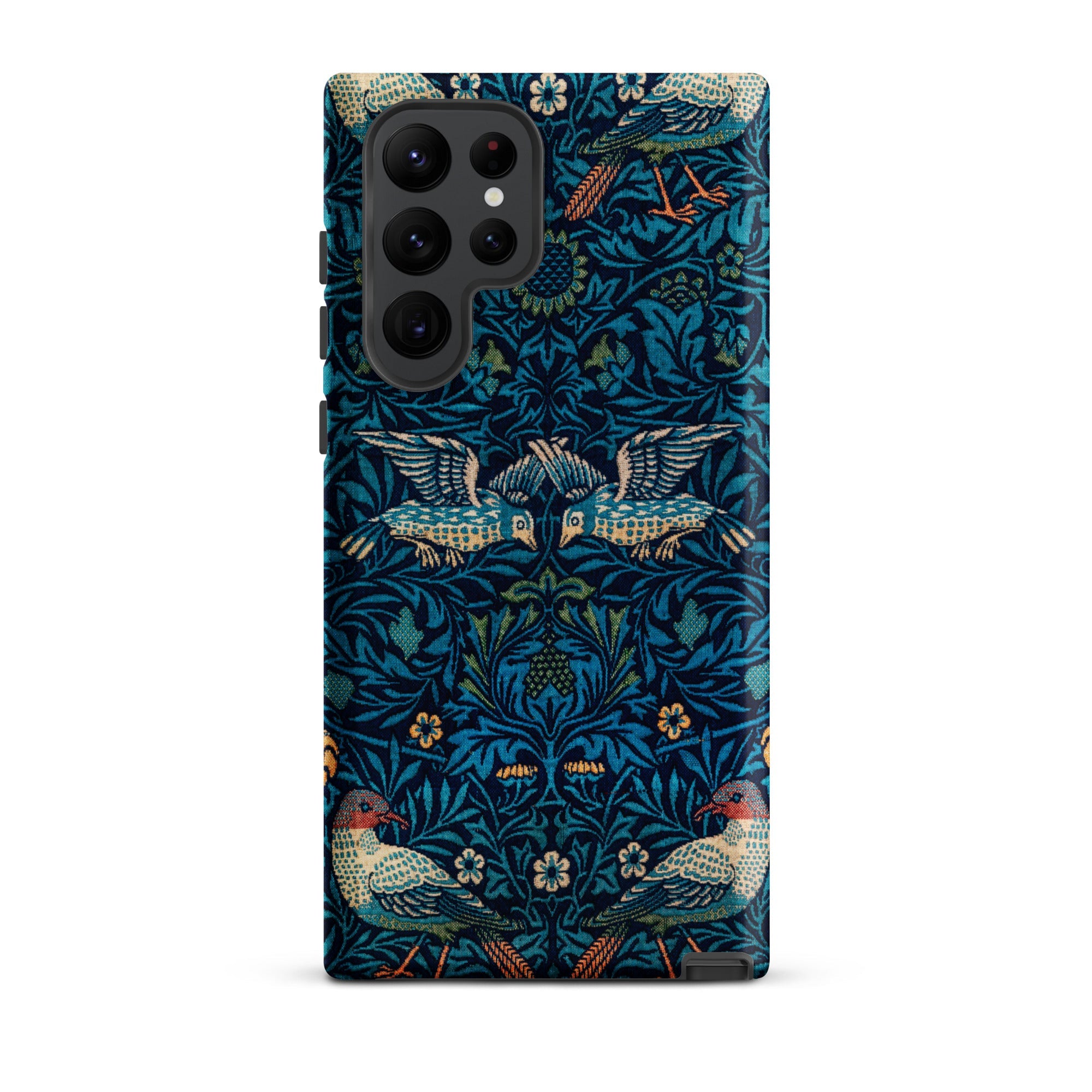 Birds William Morris Arts and Crafts Samsung Case, Galaxy S22 Ultra / Matte, Dark Blue Phone Case Floral Bird Pattern