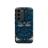 Birds - William Morris Arts and Crafts Samsung Case, Galaxy S23 / Matte, Smartphone Case Dark Blue Floral Bird Pattern