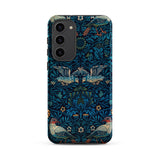 Birds - William Morris Arts and Crafts Samsung Case, Galaxy S23 Plus / Matte, Dark Blue Smartphone Case Floral Bird Pattern