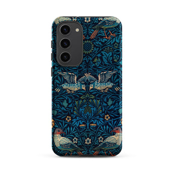 Birds - William Morris Arts and Crafts Samsung Case, Galaxy S23 Plus / Matte, Dark Blue Smartphone Case Floral Bird Pattern