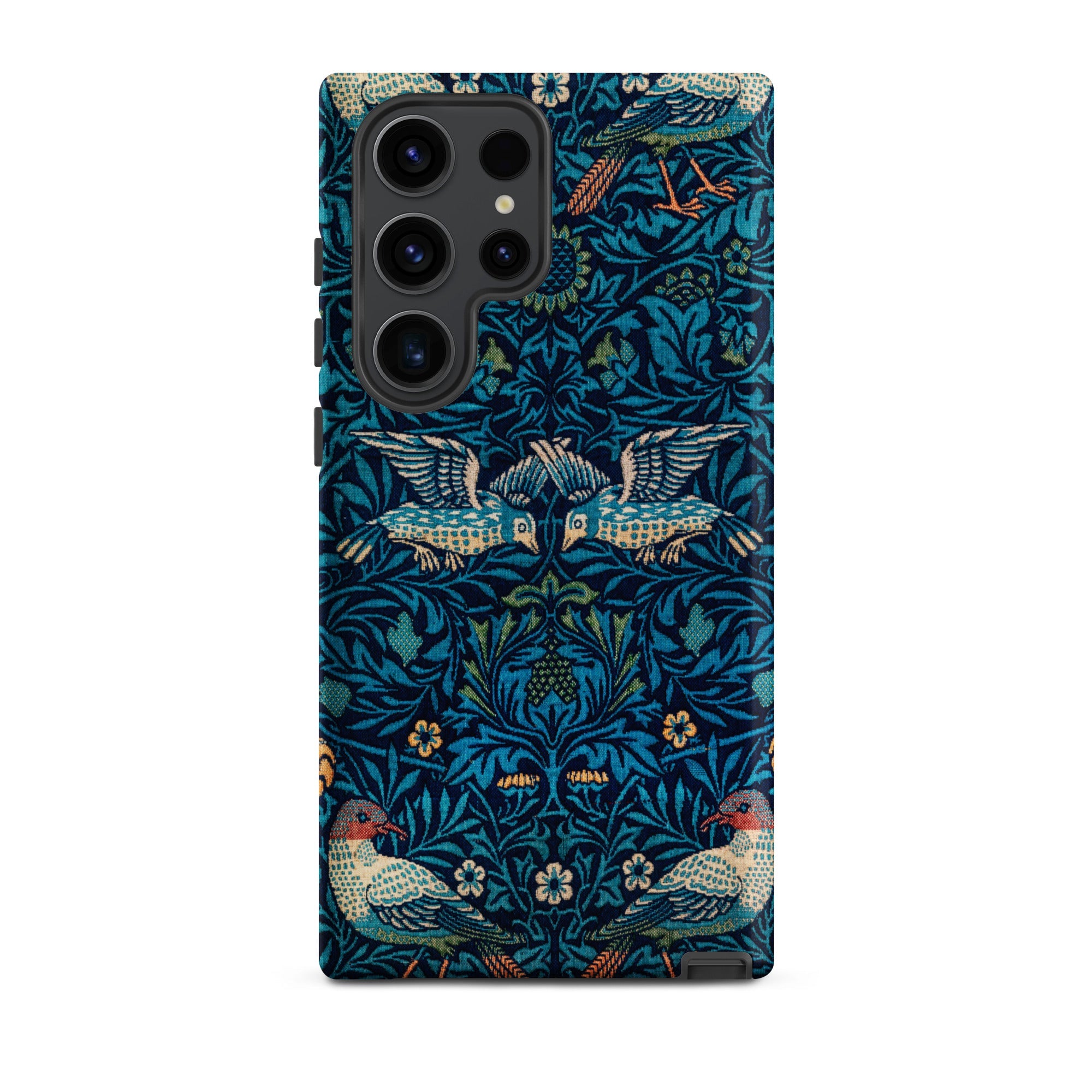 Birds William Morris Arts and Crafts Samsung Case, Galaxy S23 Ultra / Matte, Dark Blue Smartphone Case Pattern Birds Foliage