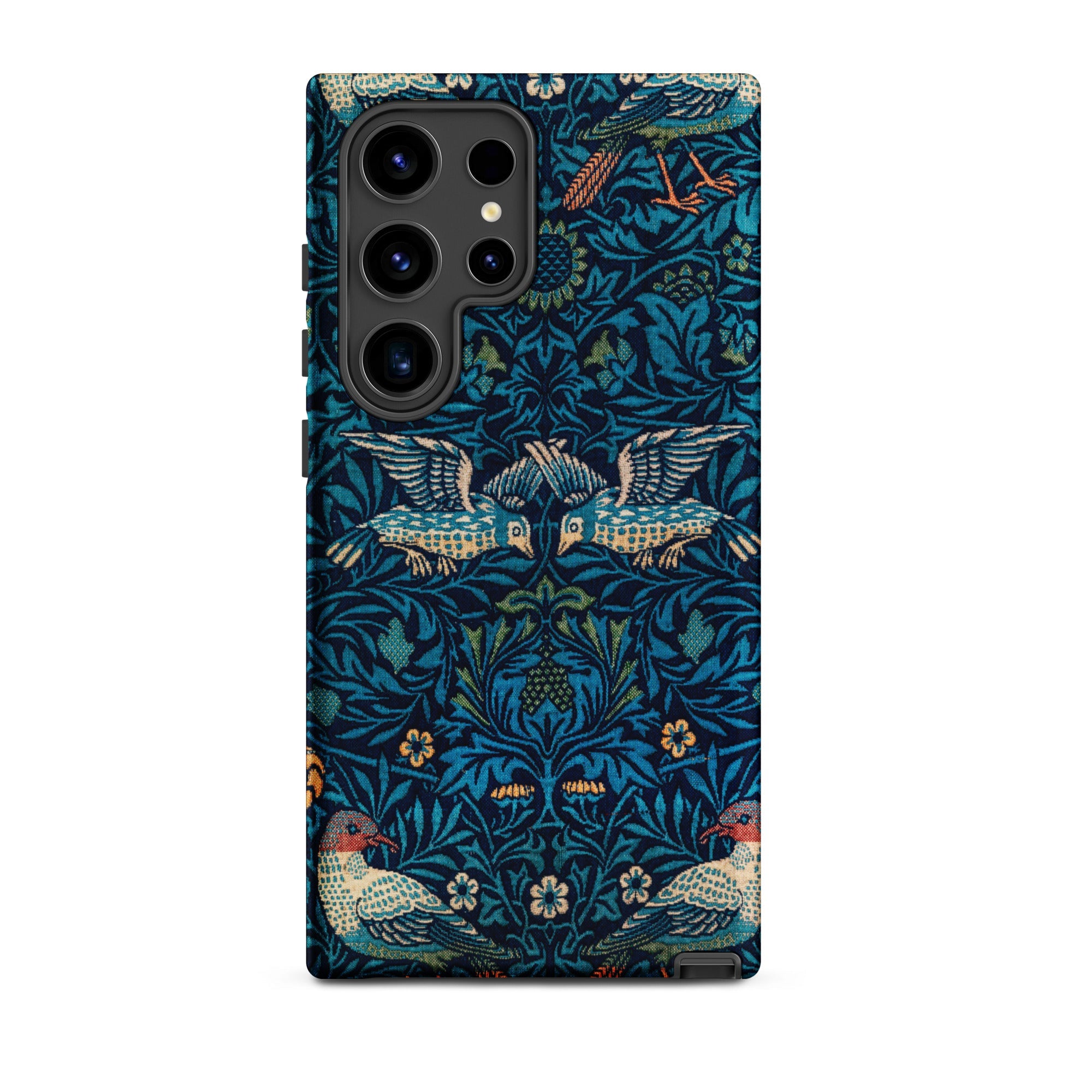 Birds William Morris Arts and Crafts Samsung Case, Galaxy S24 Ultra / Matte, Smartphone Case Blue Green Floral Bird Pattern
