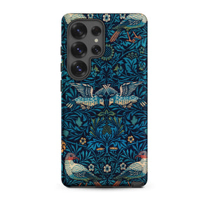 Birds - William Morris Arts and Crafts Samsung Case, Galaxy S25 Ultra / Matte, Smartphone Case Blue Teal Bird Botanical Pattern