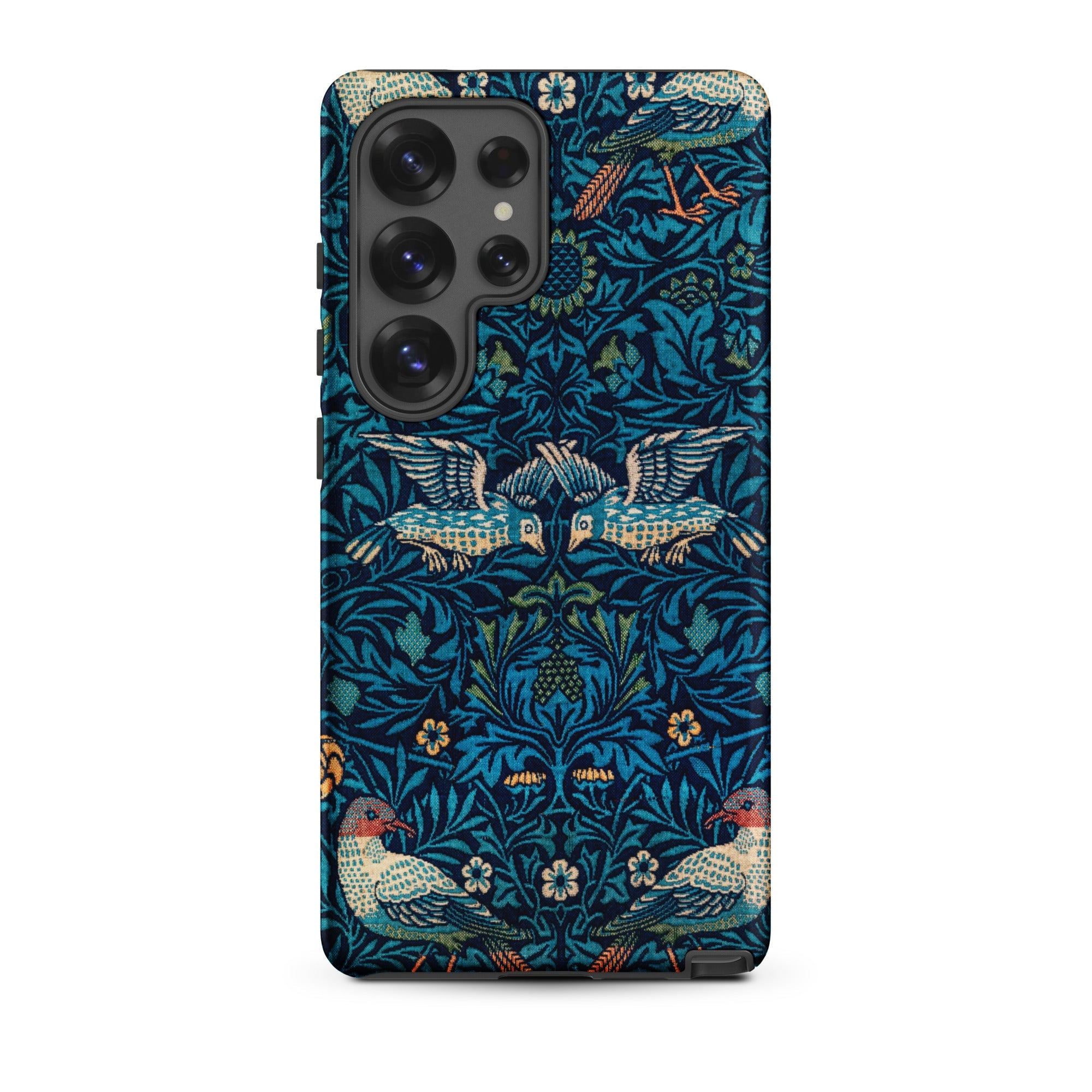 Birds William Morris Arts and Crafts Samsung Case, Galaxy S25 Ultra / Matte, Smartphone Case Blue Teal Bird Botanical Pattern