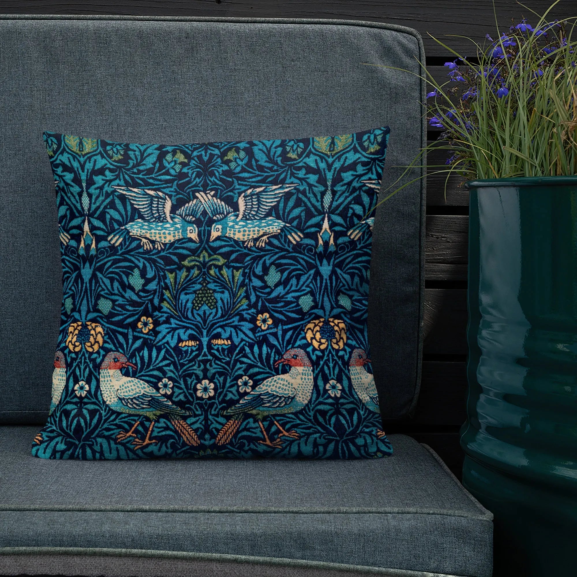Birds - William Morris Cushion - Decorative Throw Pillow - Throw Pillows - Aesthetic Art