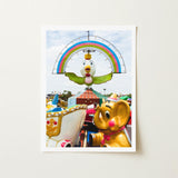 Birdsong - Rainbow Animal Carnival Ride Art Print / Canvas Vibrant Colorful Amusement Park Photo Cartoon Chicken Giclée, Waking Dream Prints