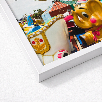 White Framed Print Vibrant Carousel Golden Cream-colored Pink Birdsong Giclée, Waking Dream