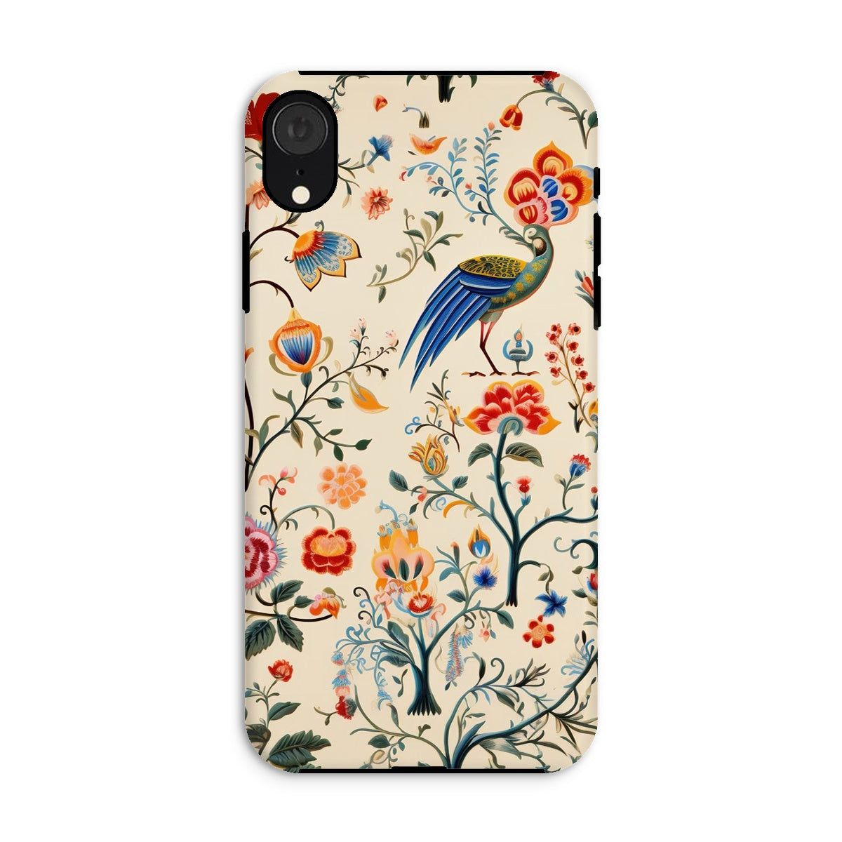 Birdwatchers Kitsch Bird Art Iphone Case, Xr / Matte, Decorative Phone Case Colorful Floral Peacock Pattern