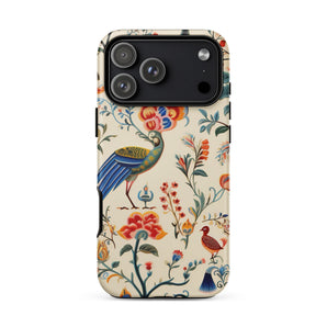 Birdwatchers - Kitsch Bird Art Phone Case Iphone 17 Pro Max / Matte Iphone 12 Pro Max Case Peacock Floral Design Vibrant Plumage Erupts,