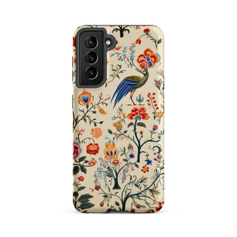 Birdwatchers - Kitsch Bird Art Samsung Case, Galaxy S21 Fe / Matte, Phone Case Colorful Peacock Floral Pattern
