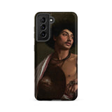 A Bischari Warrior - Jean-leeon Gerome Samsung Case, Galaxy S21 Fe / Matte, Black Smartphone Case Painting Man Dark Curly Hair