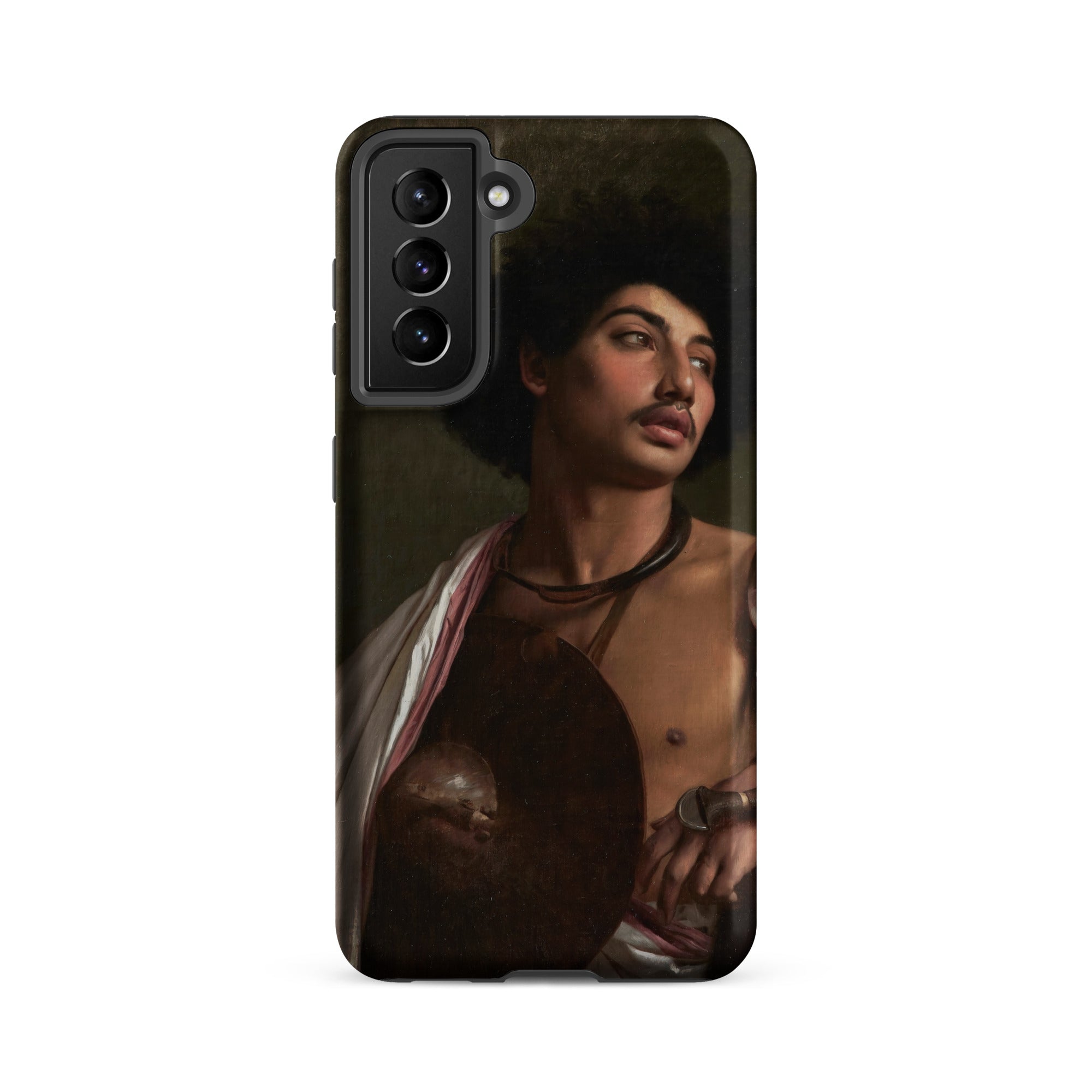 A Bischari Warrior Jean Leeon Gerome Samsung Case, Galaxy S21 Fe / Matte, Black Smartphone Case Painting Man Dark Curly Hair