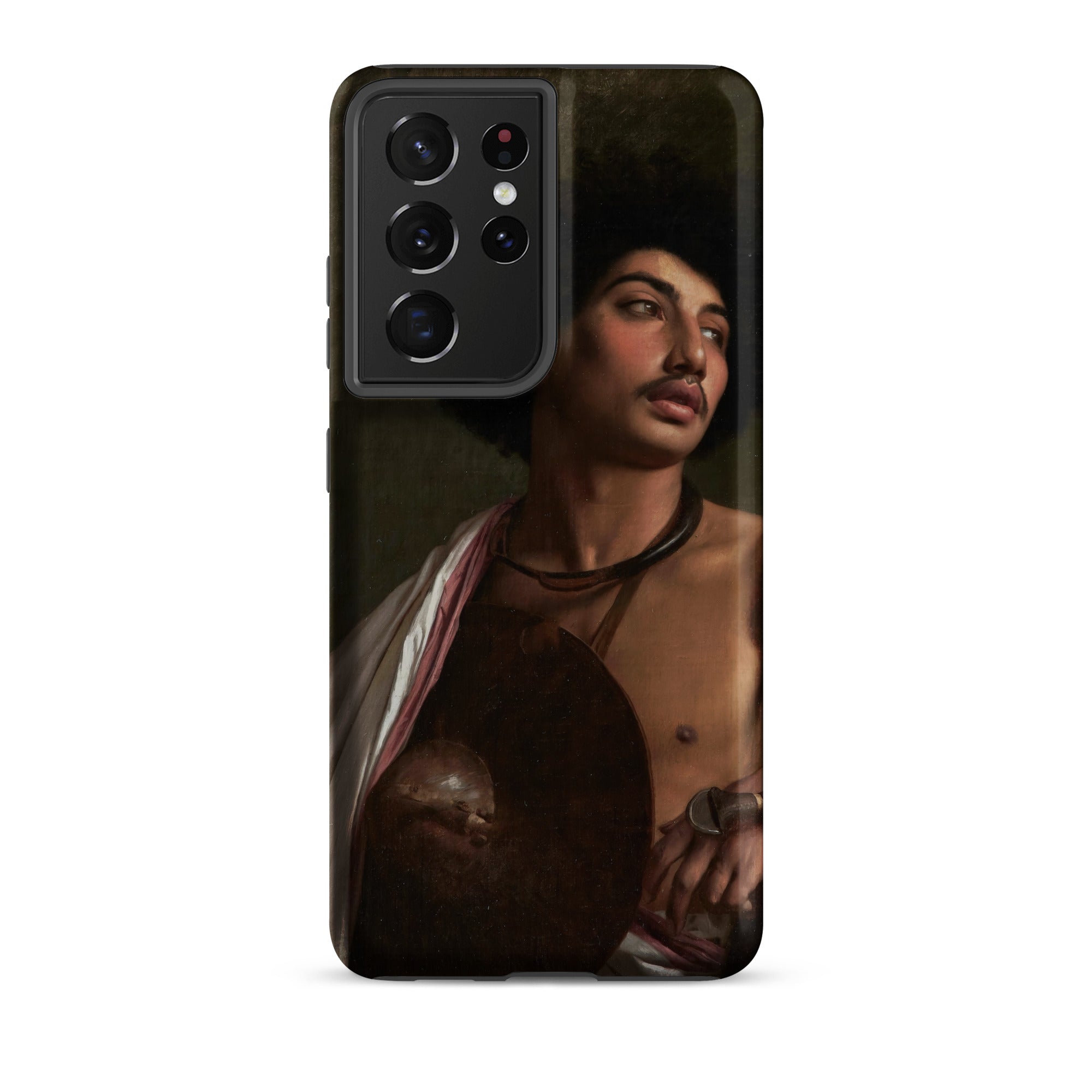 A Bischari Warrior Jean Leeon Gerome Samsung Case, Galaxy S21 Ultra / Matte, Black Phone Case Stylized Portrait Man Dark Curly