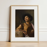 A Bischari Warrior - Jean-leon Gerome Kunstdruck / Leinwand, 12x16’’ / 31x41cm / Naturrahmen / Passepartout, Poster-Drucke & visuelle Kunstwerke,