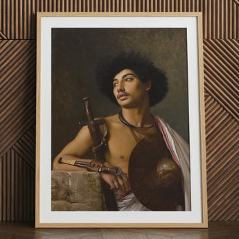 A Bischari Warrior - Jean-leon Gerome Kunstdruck / Leinwand, 24x32’’ / 61x81cm / Naturrahmen / Passepartout, Poster-Drucke & visuelle Kunstwerke,