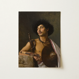 A Bischari Warrior - Jean-leon Gerome Art Print / Canvas Classical Oil Painting Canvas Young Man Dark Curly Bischari Warrior, école Des
