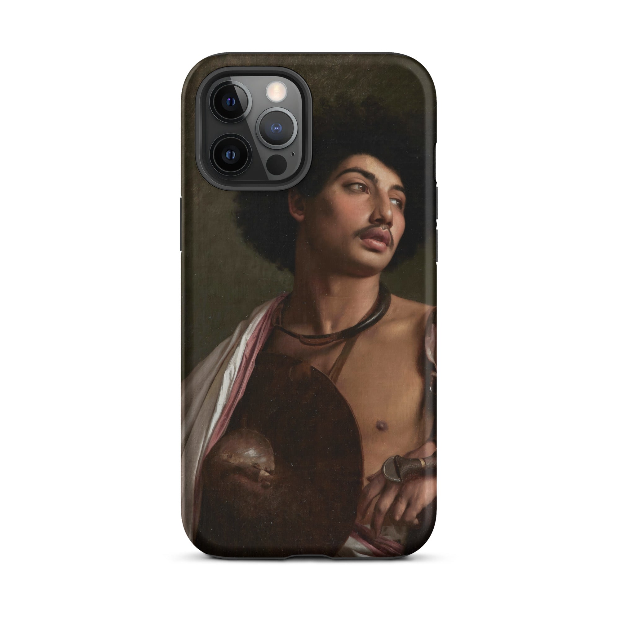 A Bischari Warrior Jean Leon Gerome Iphone Case, 12 Pro Max / Matte, Black Iphone Case Renaissance Style Portrait Man Dark Curly