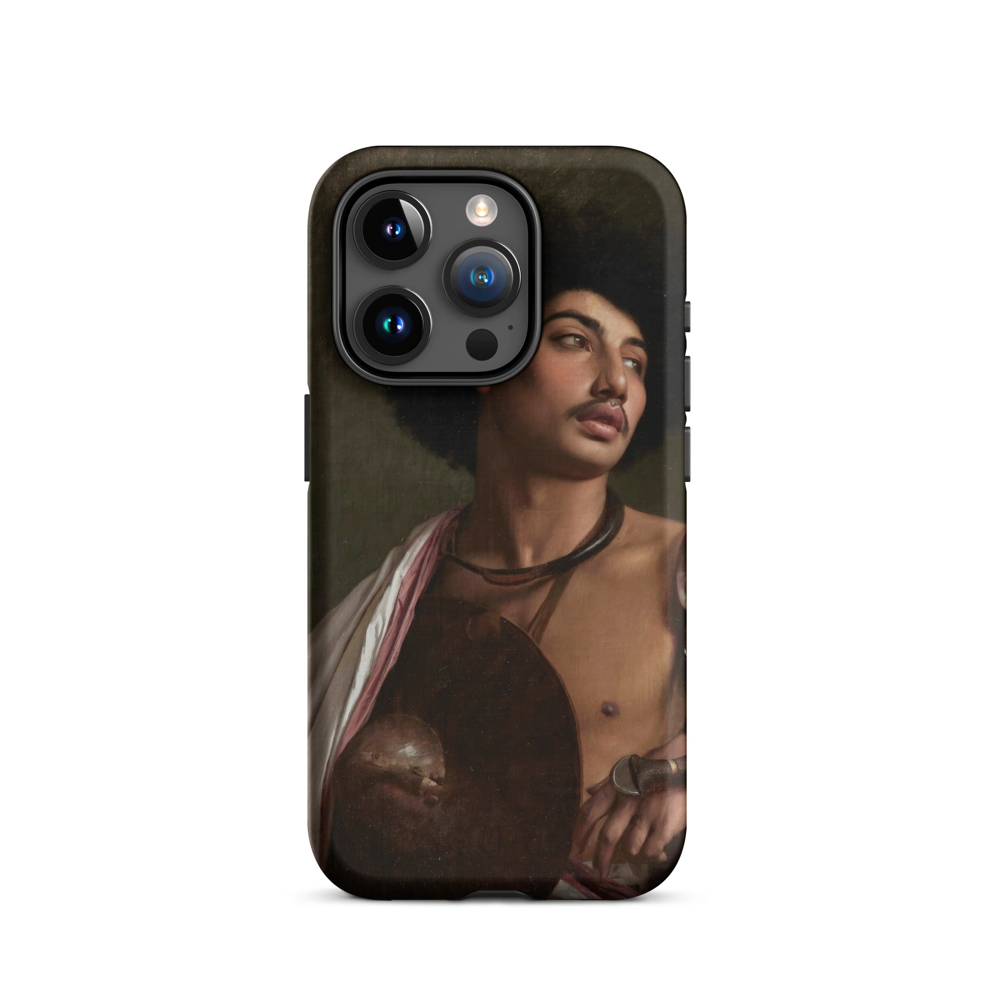 A Bischari Warrior Jean Leon Gerome Iphone Case, 15 Pro / Matte, Black Smartphone Case Painting Man Dark Curly Hair