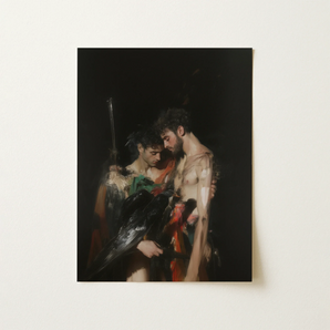 Black Bird - Greco-queer Gay Myth Art Print / Canvas, 12x16’’ / 31x41cm / Unframed / no Border, Posters Prints & Visual Artwork, Toby Leon