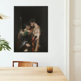 Black Bird - Greco-queer Gay Myth Art Print / Canvas Black-framed Reproduction Caravaggio’s ?The Conversion Saint Paul” White Gods Embrace, B