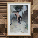 Black Lake - Jan Priesler Art Print, 20x30’’ / 51x76cm / Natural Frame / 2’’ Matboard, Framed Painting Nude Man Horse