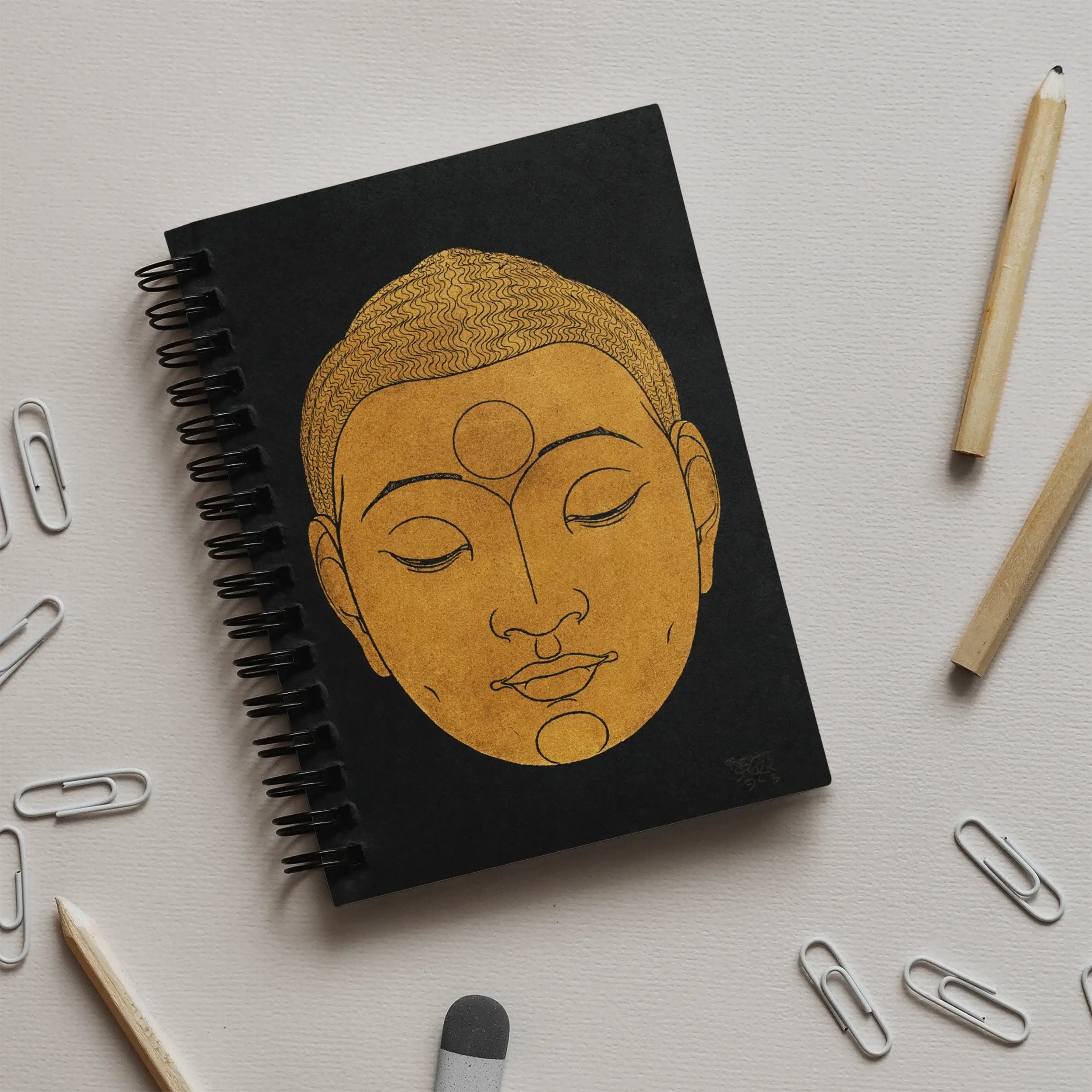 Head of Buddha - Reijer Stolk Graphic Art Notebook Notebooks & Notepads