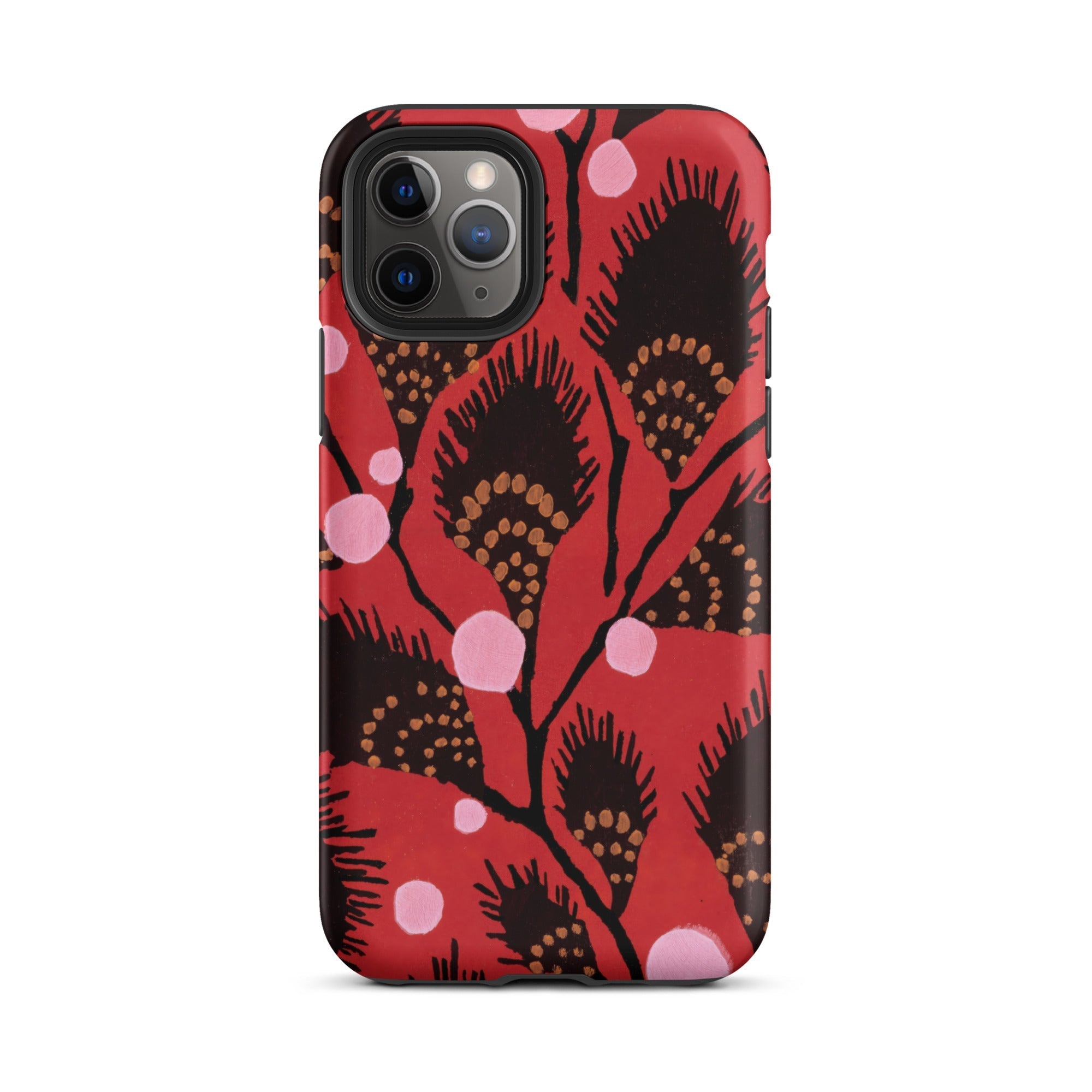 Black Peacock Flowers E.a. Seguy Pochoir Iphone Case, 11 Pro / Matte, Red Black Patterned Phone Case