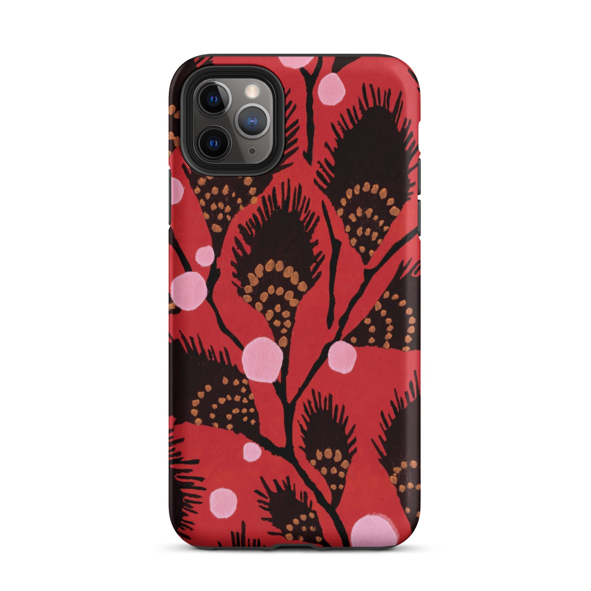 Black Peacock Flowers E.a. Seguy Pochoir Iphone Case, 11 Pro Max / Matte, Red Phone Case Floral Pattern