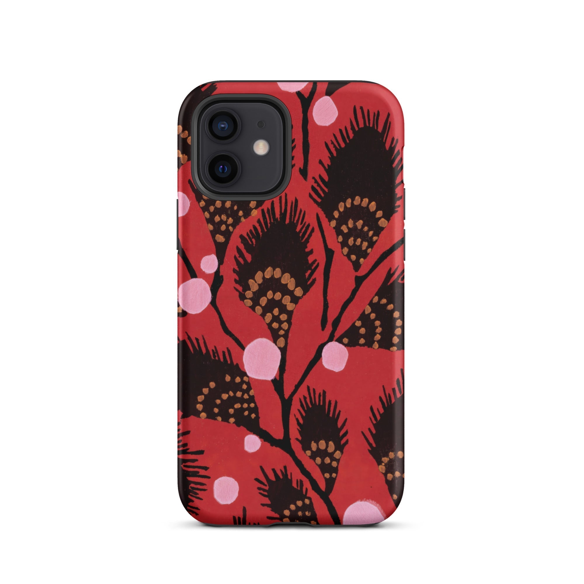 Black Peacock Flowers E.a. Seguy Pochoir Iphone Case, 12 / Matte, Red Phone Case Floral Pattern