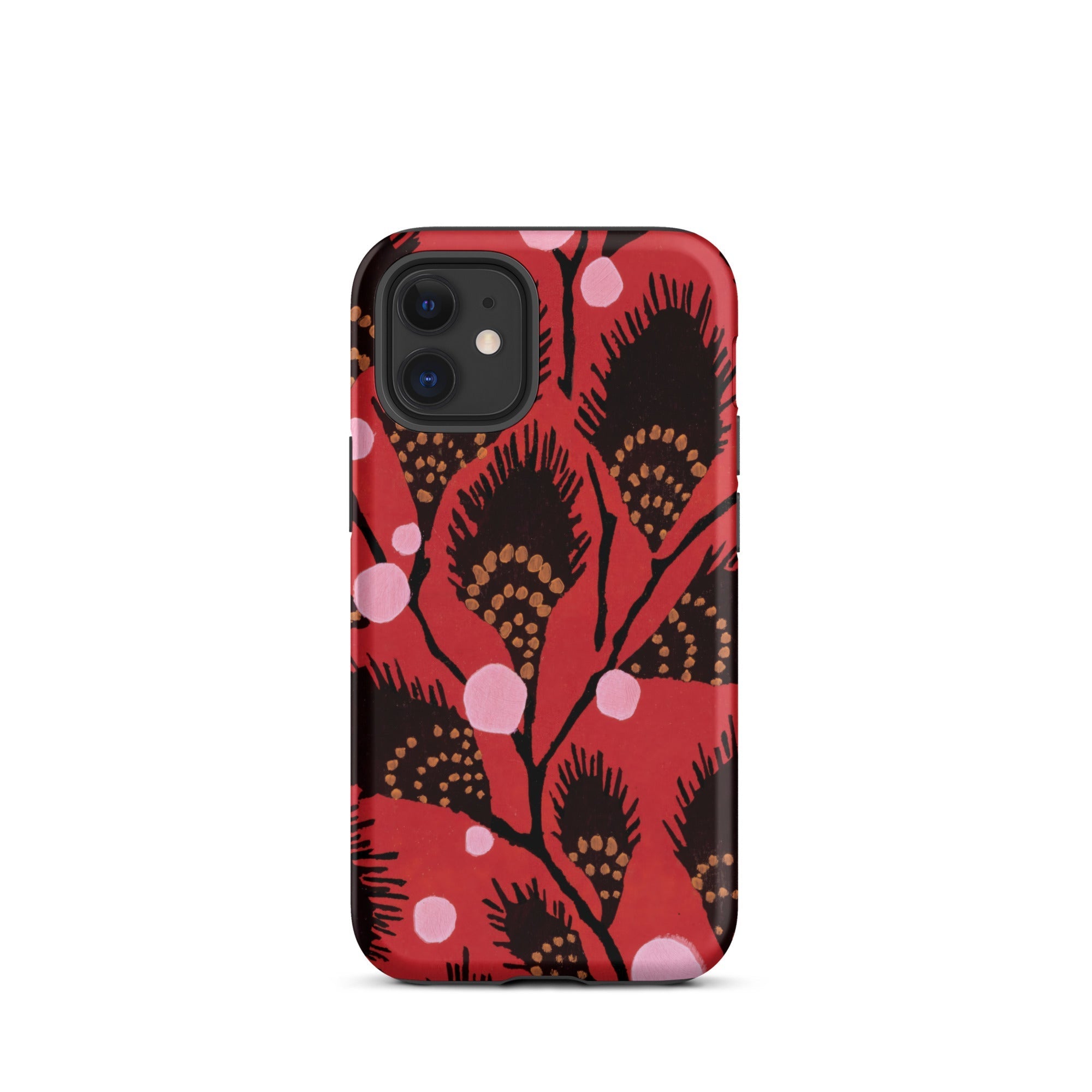 Black Peacock Flowers E.a. Seguy Pochoir Iphone Case, 12 Mini / Matte, Red Floral Patterned Phone Case
