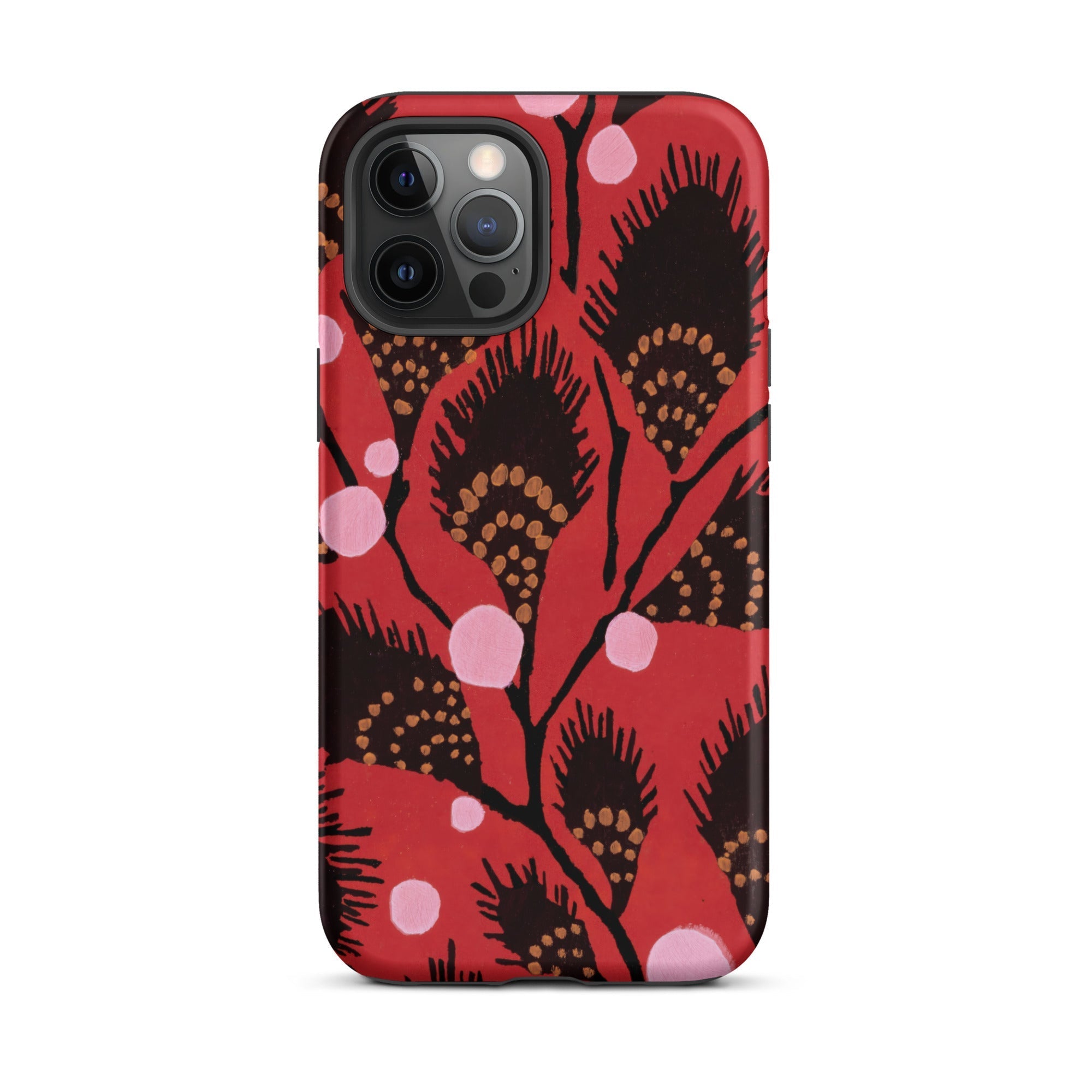Black Peacock Flowers E.a. Seguy Pochoir Iphone Case, 12 Pro Max / Matte, Red Phone Case Floral Pattern
