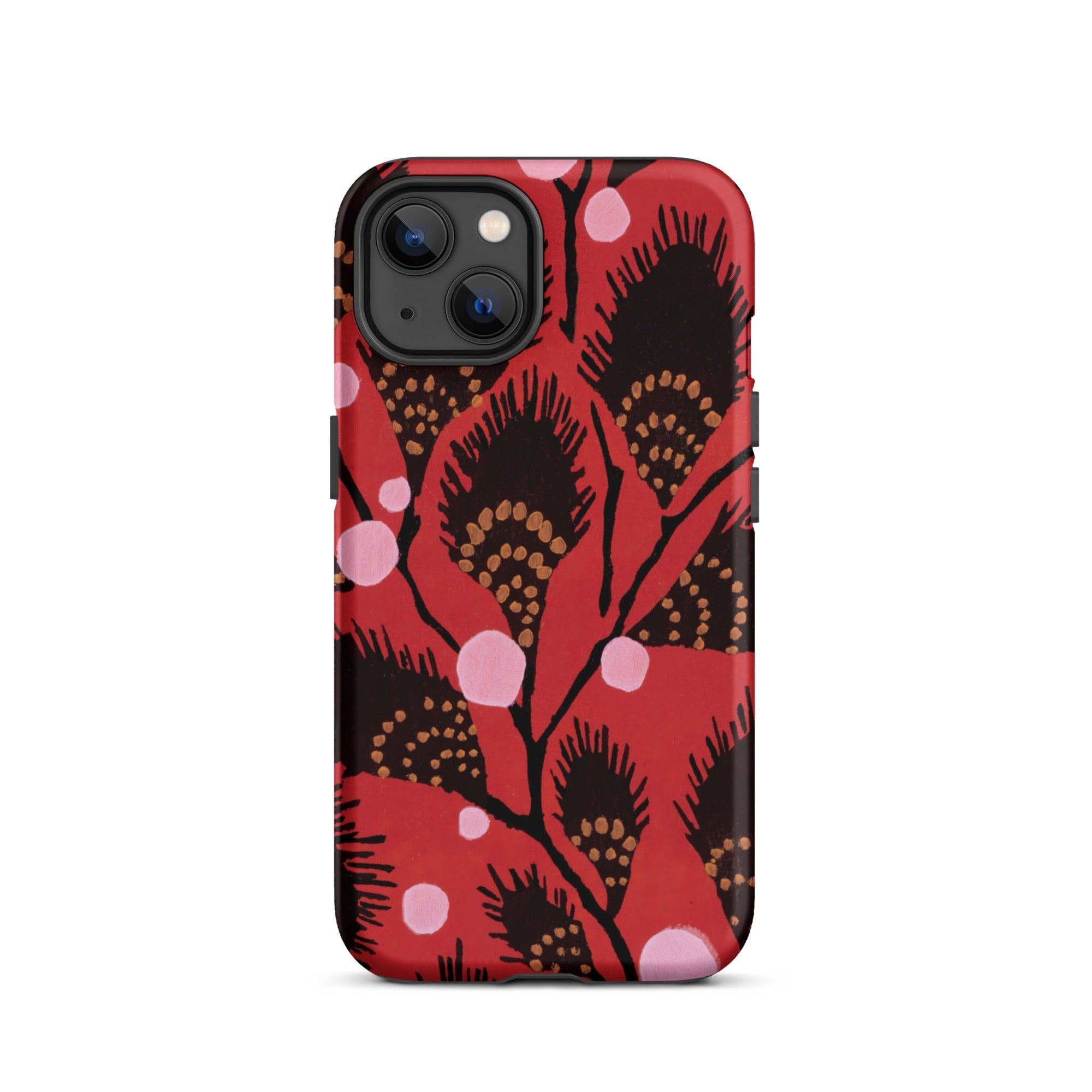 Black Peacock Flowers E.a. Seguy Pochoir Iphone Case, 13 / Matte, Red Phone Case Floral Pattern