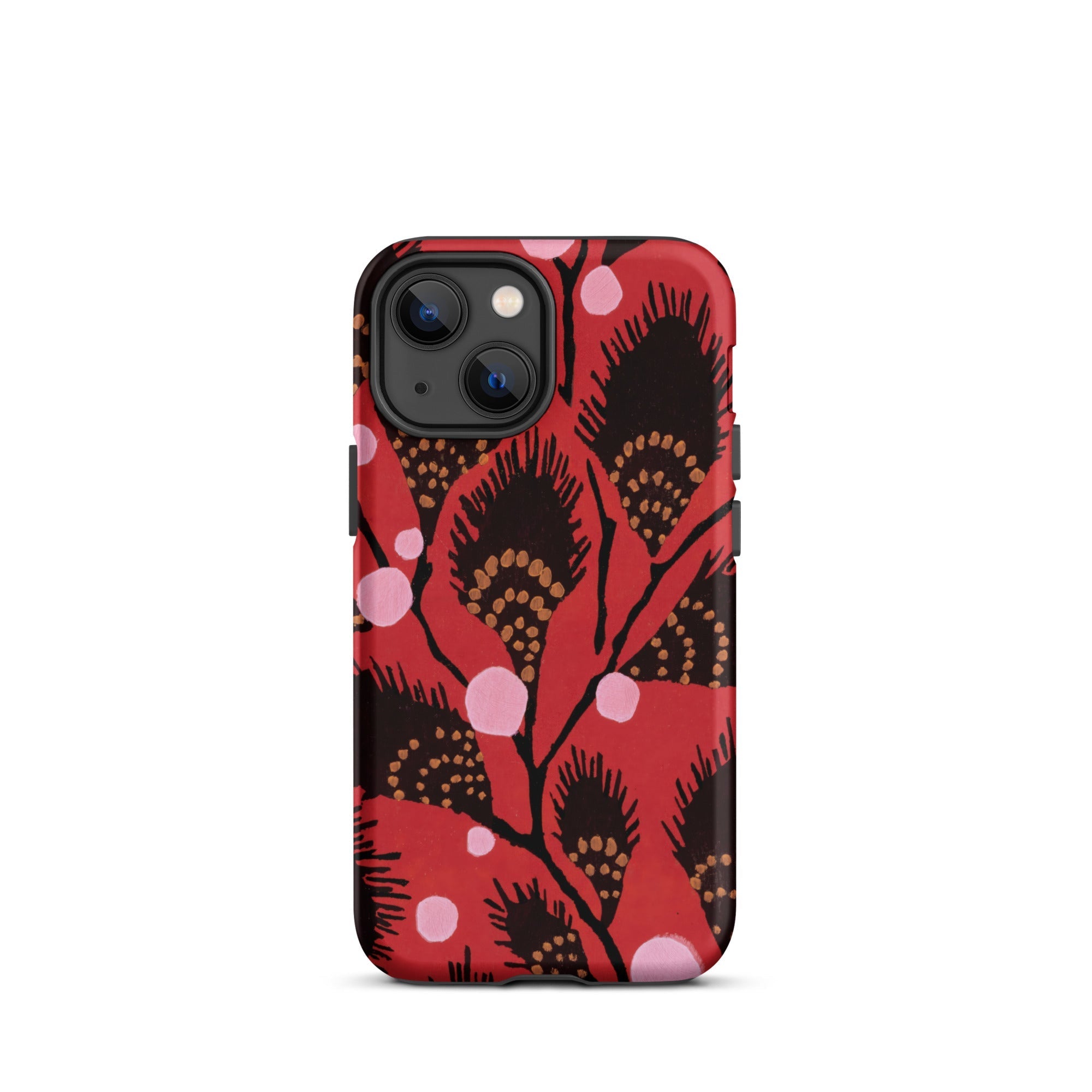 Black Peacock Flowers E.a. Seguy Pochoir Iphone Case, 13 Mini / Matte, Red Floral Patterned Phone Case