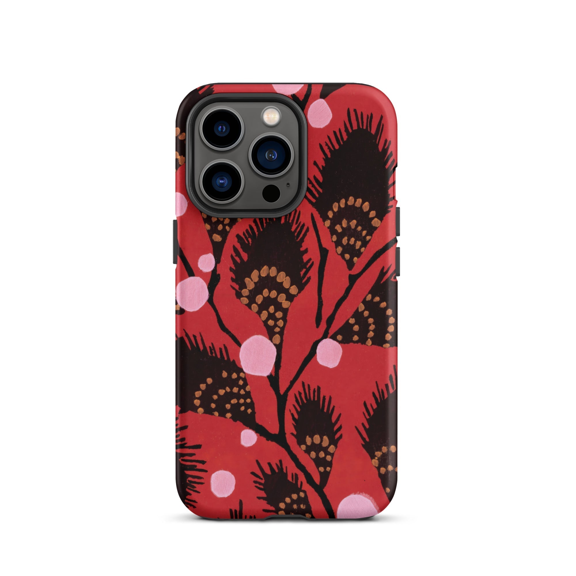 Black Peacock Flowers E.a. Seguy Pochoir Iphone Case, 13 Pro / Matte, Red Floral Patterned Phone Case