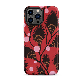 Black Peacock Flowers - E.a. Seguy Pochoir Iphone Case, 13 Pro Max / Matte, Red Floral Patterned Phone Case
