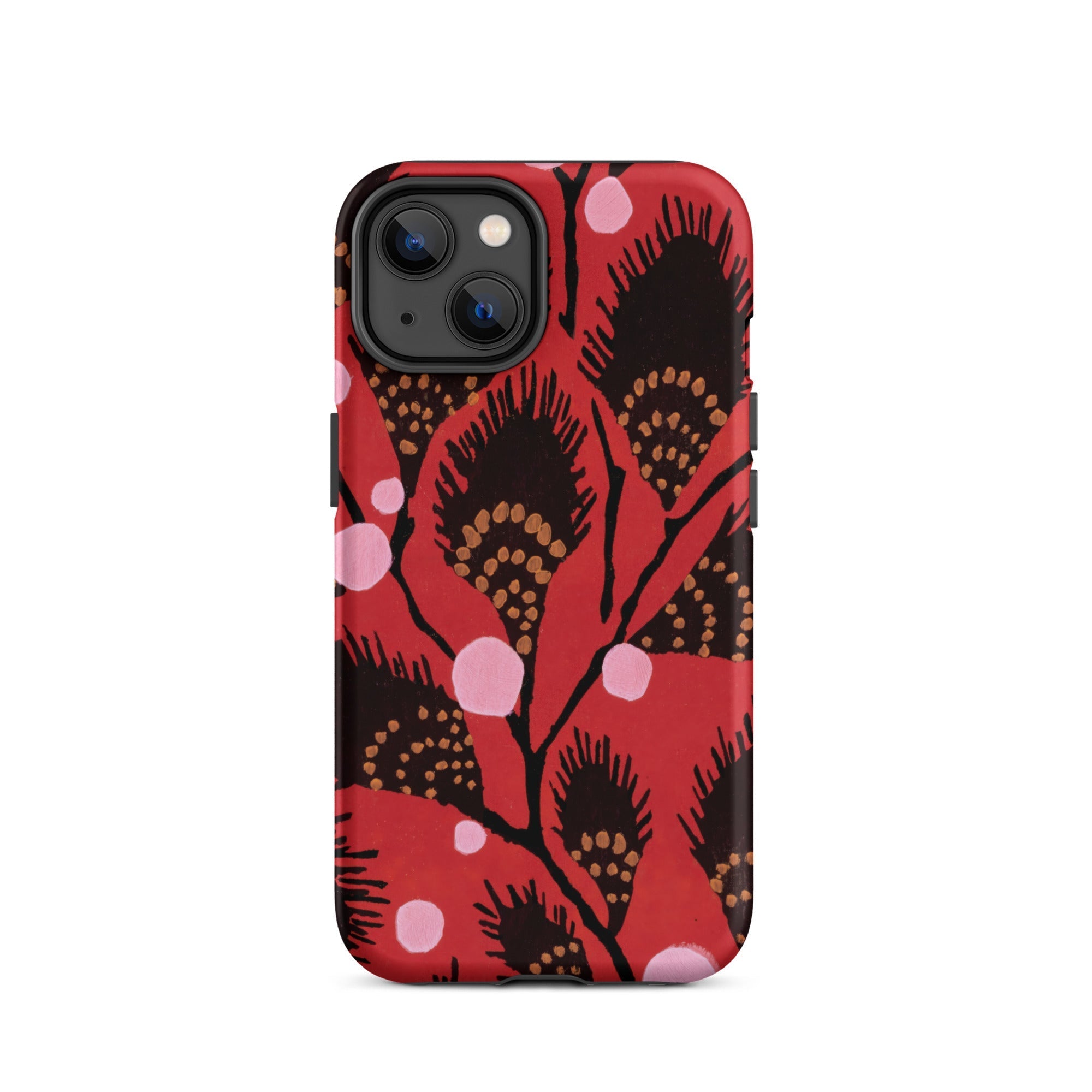 Black Peacock Flowers E.a. Seguy Pochoir Iphone Case, 14 / Matte, Red Floral Patterned Phone Case