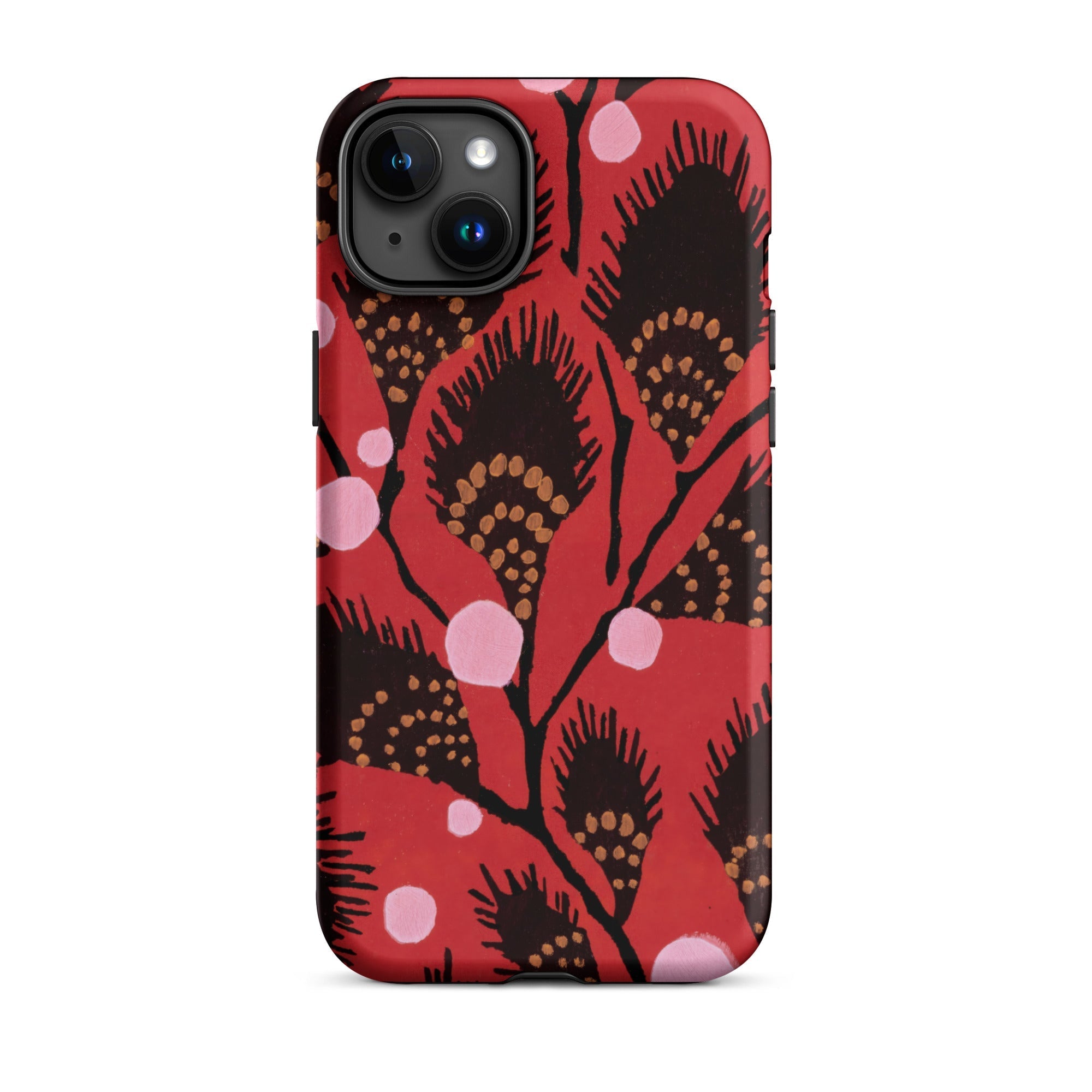 Black Peacock Flowers E.a. Seguy Pochoir Iphone Case, 15 Plus / Matte, Red Floral Patterned Phone Case