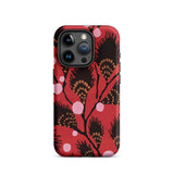 Black Peacock Flowers - E.a. Seguy Pochoir Iphone Case, 15 Pro / Matte, Red Floral Patterned Phone Case