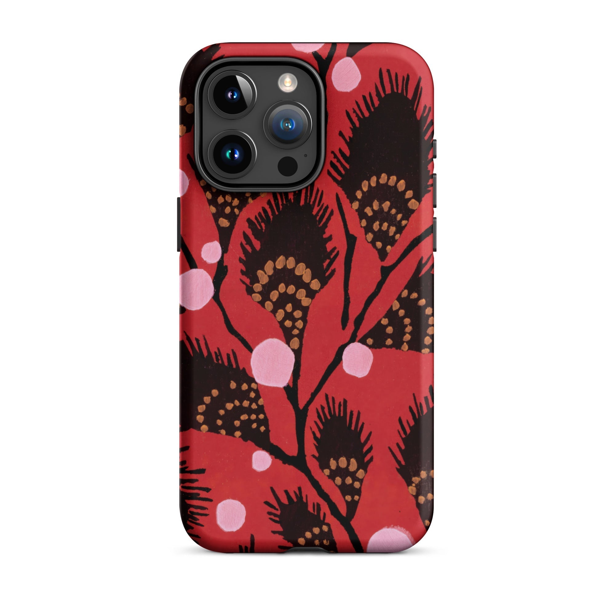 Black Peacock Flowers E.a. Seguy Pochoir Iphone Case, 15 Pro Max / Matte, Red Floral Patterned Phone Case