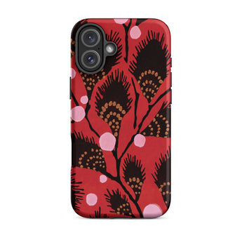 Black Peacock Flowers - E.a. Seguy Pochoir Iphone Case, 16 Plus / Matte, Red Phone Case Floral Pattern