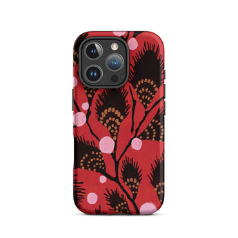 Black Peacock Flowers - E.a. Seguy Pochoir Iphone Case, 16 Pro / Matte, Red Patterned Iphone Case