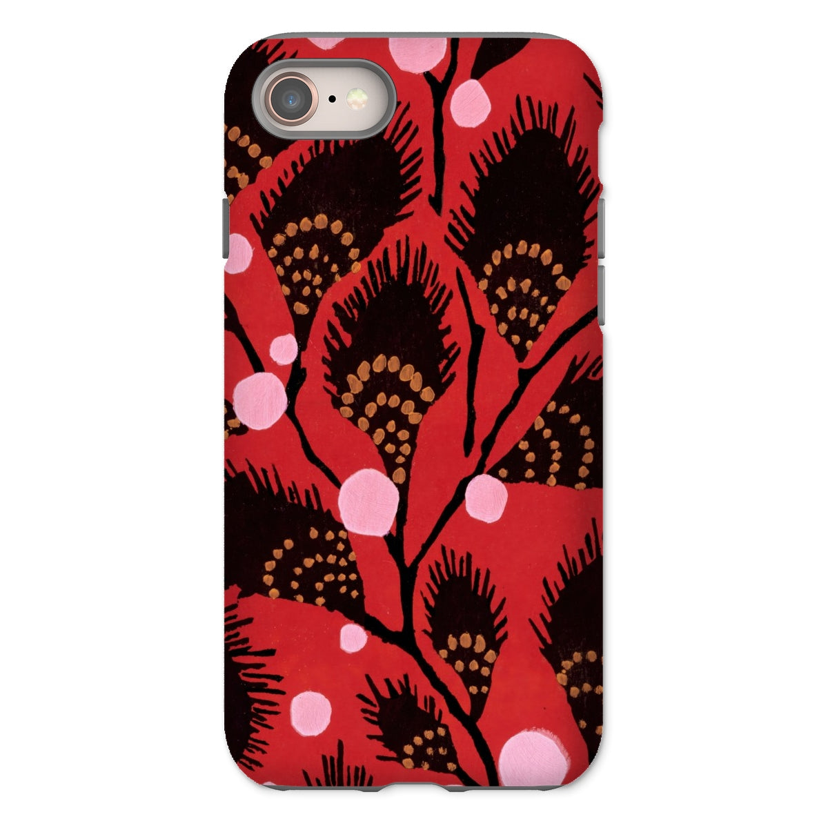 Black Peacock Flowers E.a. Seguy Pochoir Iphone Case, 8 / Matte, Phone Case Red Black Feather Pattern Design Pink