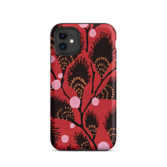 Black Peacock Flowers - E.a. Seguy Pochoir Phone Case Iphone 11 / Matte Red Phone Case Floral Pattern Black Peacock Flowers, Untamed,