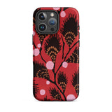 Black Peacock Flowers - E.a. Seguy Pochoir Phone Case Iphone 16 Pro Max / Matte Red Black Floral Patterned Phone Case Peacock Flowers,