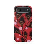 Black Peacock Flowers - E.a. Seguy Pochoir Phone Case Iphone 17 Air / Matte Red Floral Phone Case Black Pink Accents Made Peacock Flowers,