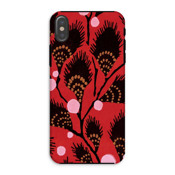 Black Peacock Flowers - E.a. Seguy Pochoir Phone Case Iphone Xs / Matte Phone Case Red Black Peacock Feather Pattern Pink Flowers, Untamed,