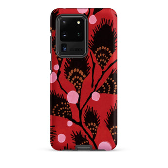 Black Peacock Flowers - E.a. Seguy Pochoir Phone Case Samsung Galaxy S20 Ultra / Matte Red Phone Case Black Pink Floral Pattern Stylized