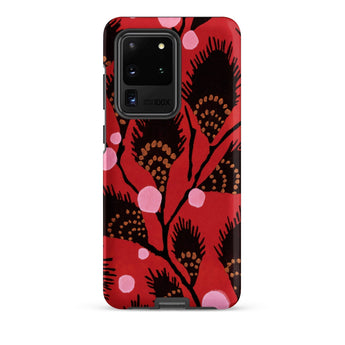 Black Peacock Flowers - E.a. Seguy Pochoir Phone Case Samsung Galaxy S20 Ultra / Matte Red Phone Case Black Pink Floral Pattern Stylized