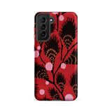 Black Peacock Flowers - E.a. Seguy Pochoir Phone Case Samsung Galaxy S21 Fe / Matte Red Phone Case Black Gold Floral Pattern Pink Peacock